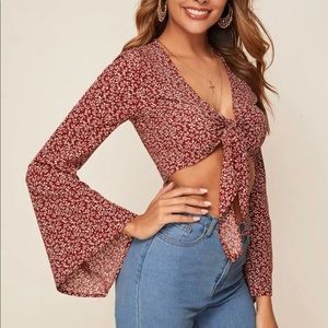 Red Front-Tie Top